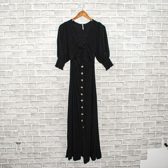 Free People Women's String of Hearts Cutout Maxi Dress Black Size XS - Picture 8 of 11